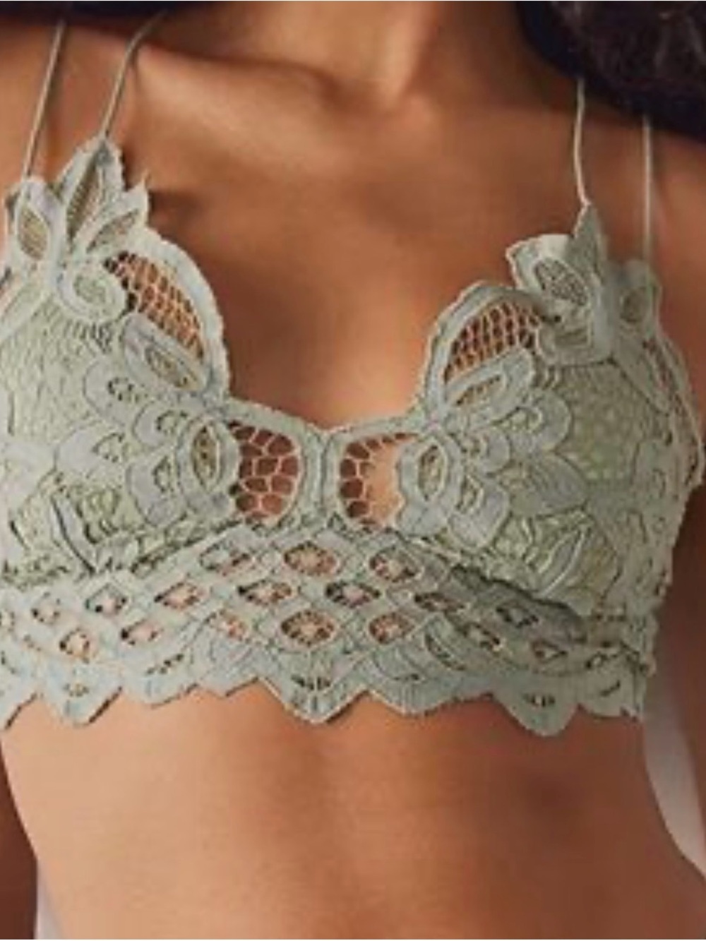 Free People Womens Adella Bralette -Sage Green